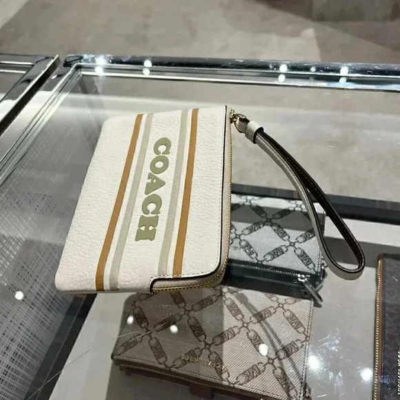 Corner Zip Wristlet With Coach Stripe - Picture 2 of 9